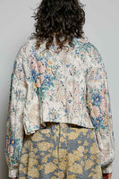 POL Floral Chenille Balloon Sleeve Cardigan in Cream