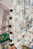 POL Floral Chenille Balloon Sleeve Cardigan in Cream