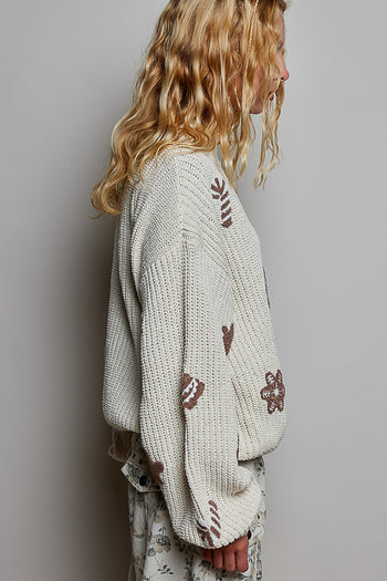 POL Chenille Christmas Sweater in Cream