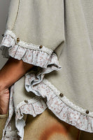 POL Vintage Floral Thermal Cardigan in Sand