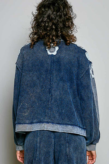 POL Vintage Thermal Cardigan in Indigo