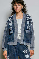 POL Vintage Thermal Cardigan in Indigo