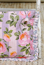 Load image into Gallery viewer, POL Floral Quilted Ruffle Trim Pouch in Lavender Multi

