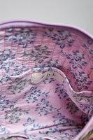 POL Floral Quilted Ruffle Trim Pouch in Lavender Multi