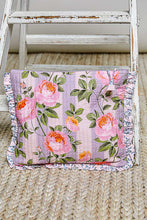 Load image into Gallery viewer, POL Floral Quilted Ruffle Trim Pouch in Lavender Multi
