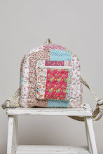 Load image into Gallery viewer, POL Vintage Patchwork Quilted Mini Backpack in Pink/Sage
