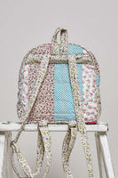 POL Vintage Patchwork Quilted Mini Backpack in Pink/Sage