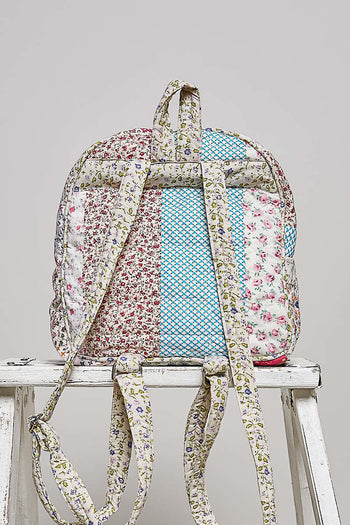 POL Vintage Patchwork Quilted Mini Backpack in Pink/Sage