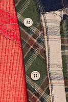 POL Mixed Plaid Button Down Top in Green Multi