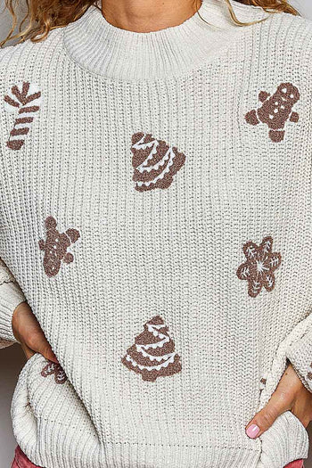 POL Chenille Christmas Sweater in Cream