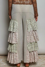 Load image into Gallery viewer, POL Thermal Knit Pants with Contrasting Layered Mixed Ruffle Legs in Sand
