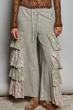 Load image into Gallery viewer, POL Thermal Knit Pants with Contrasting Layered Mixed Ruffle Legs in Sand
