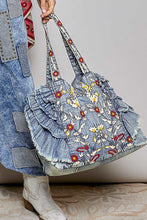 Load image into Gallery viewer, POL Denim Tote Bag With Embroidered Details in Denim
