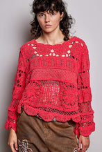 Load image into Gallery viewer, POL Crochet Knit Sweater in Apple Red
