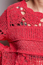 Load image into Gallery viewer, POL Crochet Knit Sweater in Apple Red
