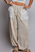 POL Knit Floral and Lace Detailed Joggers in Floral Multi