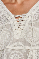 POL Sheer Crochet Lace Blouse in Cream