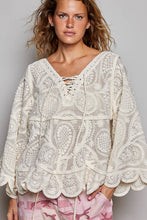 Load image into Gallery viewer, POL Sheer Crochet Lace Blouse in Cream
