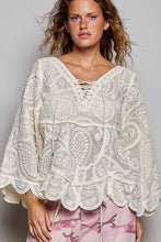Load image into Gallery viewer, POL Sheer Crochet Lace Blouse in Cream
