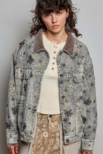 Load image into Gallery viewer, POL Beaded Washed Denim Jacket in Choco Leopard

