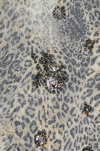 POL Beaded Washed Denim Jacket in Choco Leopard