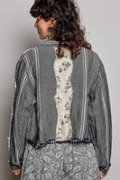 POL Floral Patchwork Cropped Jacket in Black Multi
