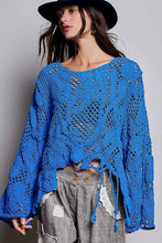 Load image into Gallery viewer, POL Mixed Open Knit Crochet Top in Ultramarine
