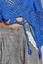 Load image into Gallery viewer, POL Mixed Open Knit Crochet Top in Ultramarine
