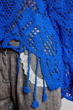 Load image into Gallery viewer, POL Mixed Open Knit Crochet Top in Ultramarine

