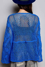 Load image into Gallery viewer, POL Mixed Open Knit Crochet Top in Ultramarine
