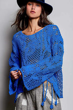 Load image into Gallery viewer, POL Mixed Open Knit Crochet Top in Ultramarine
