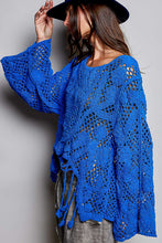 Load image into Gallery viewer, POL Mixed Open Knit Crochet Top in Ultramarine
