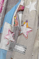 POL Mixed Patchwork Lace Trim Maxi Cardigan in Sand Multi