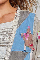 POL Mixed Patchwork Lace Trim Maxi Cardigan in Sand Multi