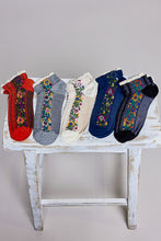 Load image into Gallery viewer, POL Floral Embroidered Lace Trim Crew Socks
