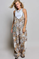 POL Vintage Patchwork Overalls in Ash Grey/Floral
