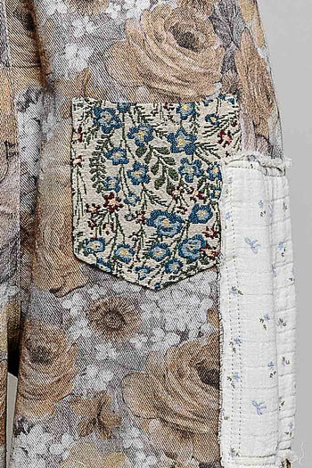 POL Vintage Patchwork Overalls in Ash Grey/Floral