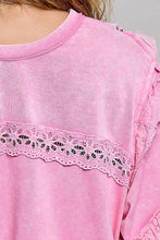 Load image into Gallery viewer, POL Knit Top with Ruffle Detailed Mixed Lace in Candy Pink
