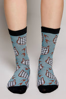 POL Mixed Print Colorblock Crew Socks