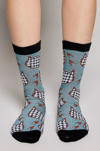 POL Mixed Print Colorblock Crew Socks
