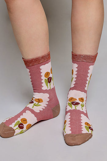 POL Assorted Floral Print Crew Socks