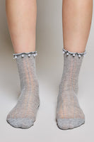 POL Pearl Embellished Knit Socks