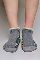 POL Floral Embroidered Lace Trim Crew Socks
