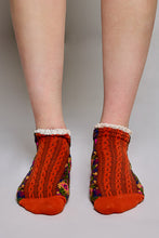 Load image into Gallery viewer, POL Floral Embroidered Lace Trim Crew Socks
