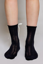 Load image into Gallery viewer, POL Cable Knit Lace Cuff Crew Socks

