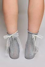 Load image into Gallery viewer, POL Cable Knit Lace Cuff Crew Socks
