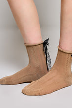 Load image into Gallery viewer, POL Cable Knit Lace Cuff Crew Socks
