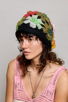 POL Mixed Color Yarn Flower Bucket Hat in Black