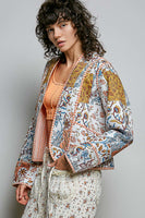 POL Quilted Patchwork Kimono Jacket in Ivory Mutli