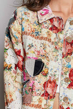 Load image into Gallery viewer, POL Mixed Patchwork Button-Front Jacket in Coral Multi
